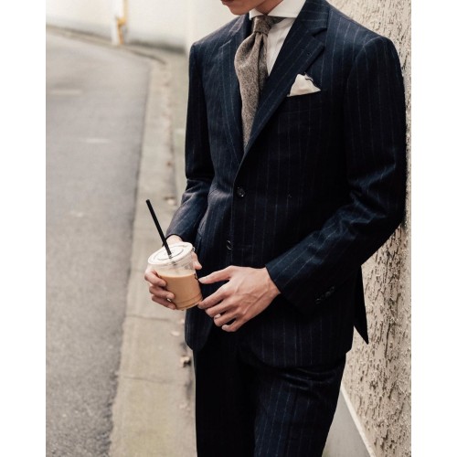 Classic Chalk Stripe in Navy by Clarance Wong x Kirin Tailors